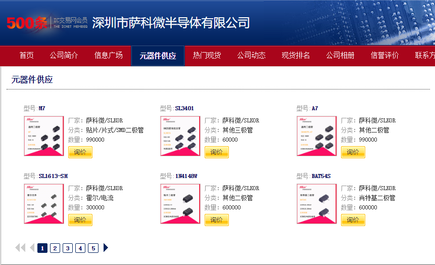 萨科微SLKOR参与IC交易网竞卖产品